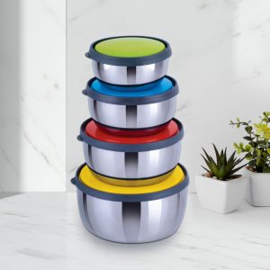 Assorted (450, 750, 1050, 1650 ml) Stainless Steel (Set Of 4) Container