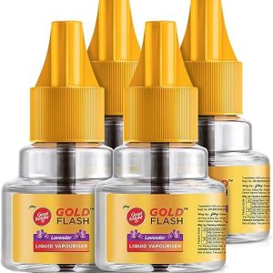 Good knight Gold Flash Liquid Vapourizer | Mosquito Repellent Refill | Lavender Fragrance | Pack of 4 (45ml each)
