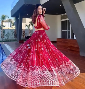 Embroidered Semi Stitched Lehenga Choli 