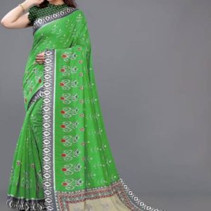 Green Printed Saree