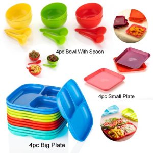 Unbreakable With Bowl And Snack Plates Dinner Set