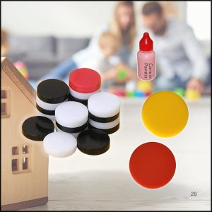 Skart Carrom Coins Set, 21 Pieces with 2 Strikers, 6MM Acrylic, Black White and Red